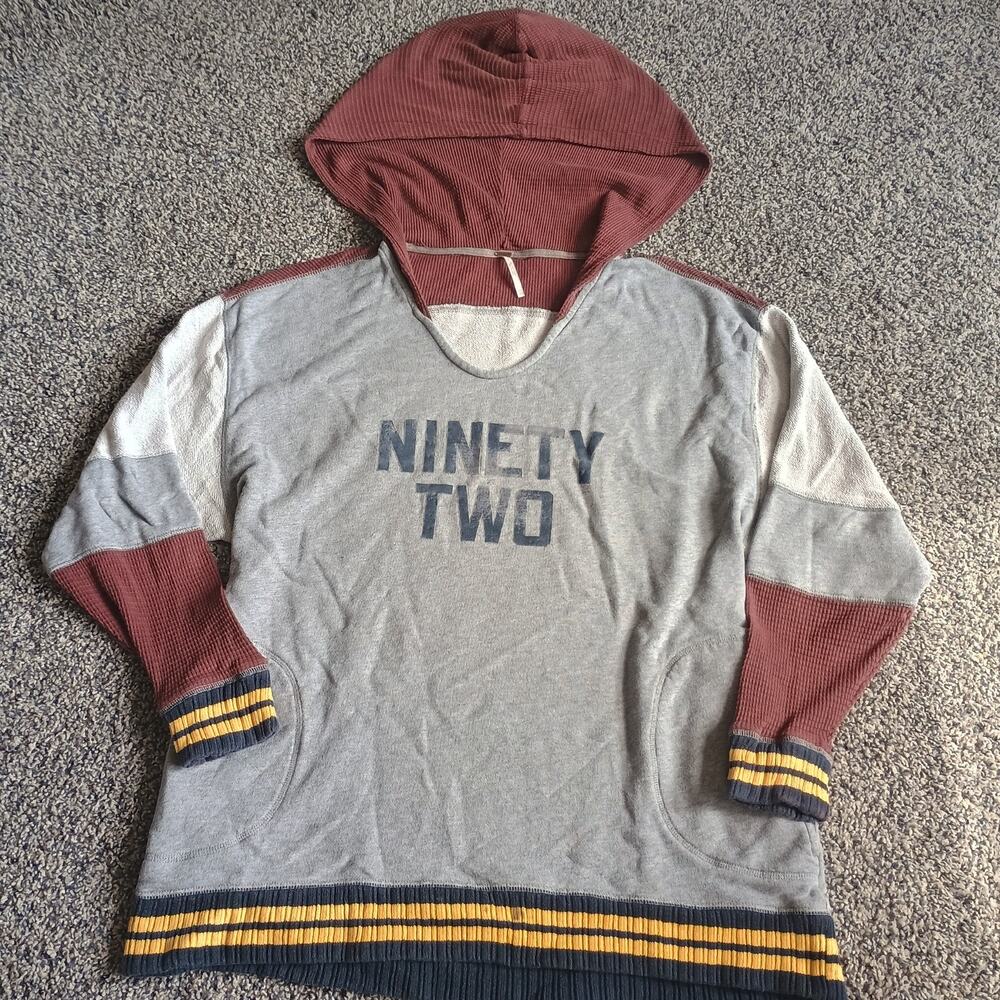 FREE PEOPLE Womens Oversized Retro Naomi HOODIE, Size Medium, Ninety Two, EUC